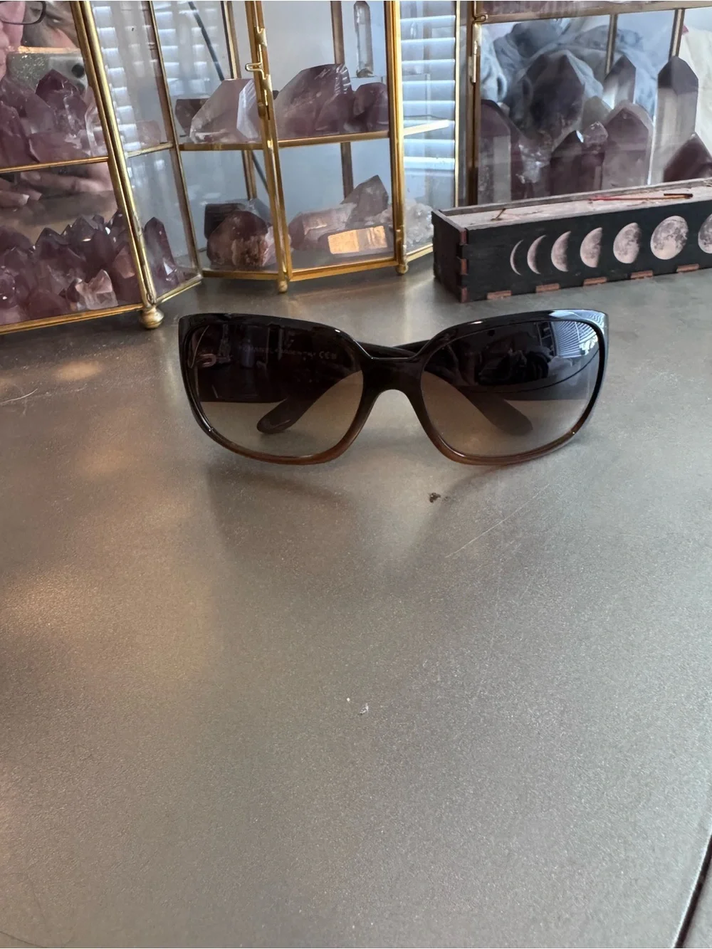 CHANEL5080-B Brown Crystal-Accented Tortoise Sunglasses